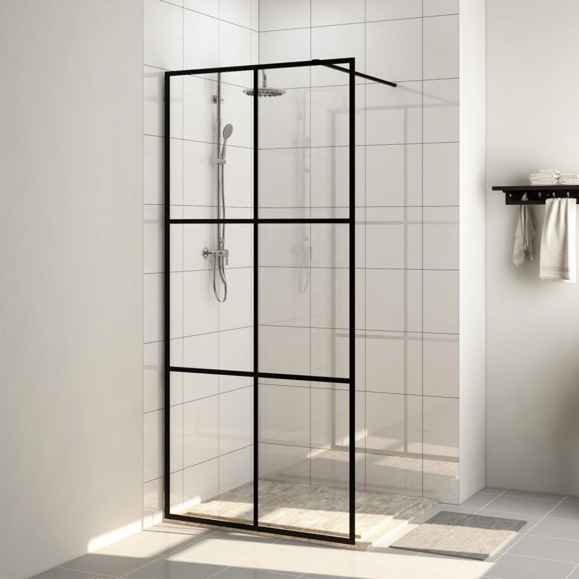 Vidaxl - vidaXL Paroi de douche avec verre ESG transparent 100x195 cm Noir - Cabine de douche
