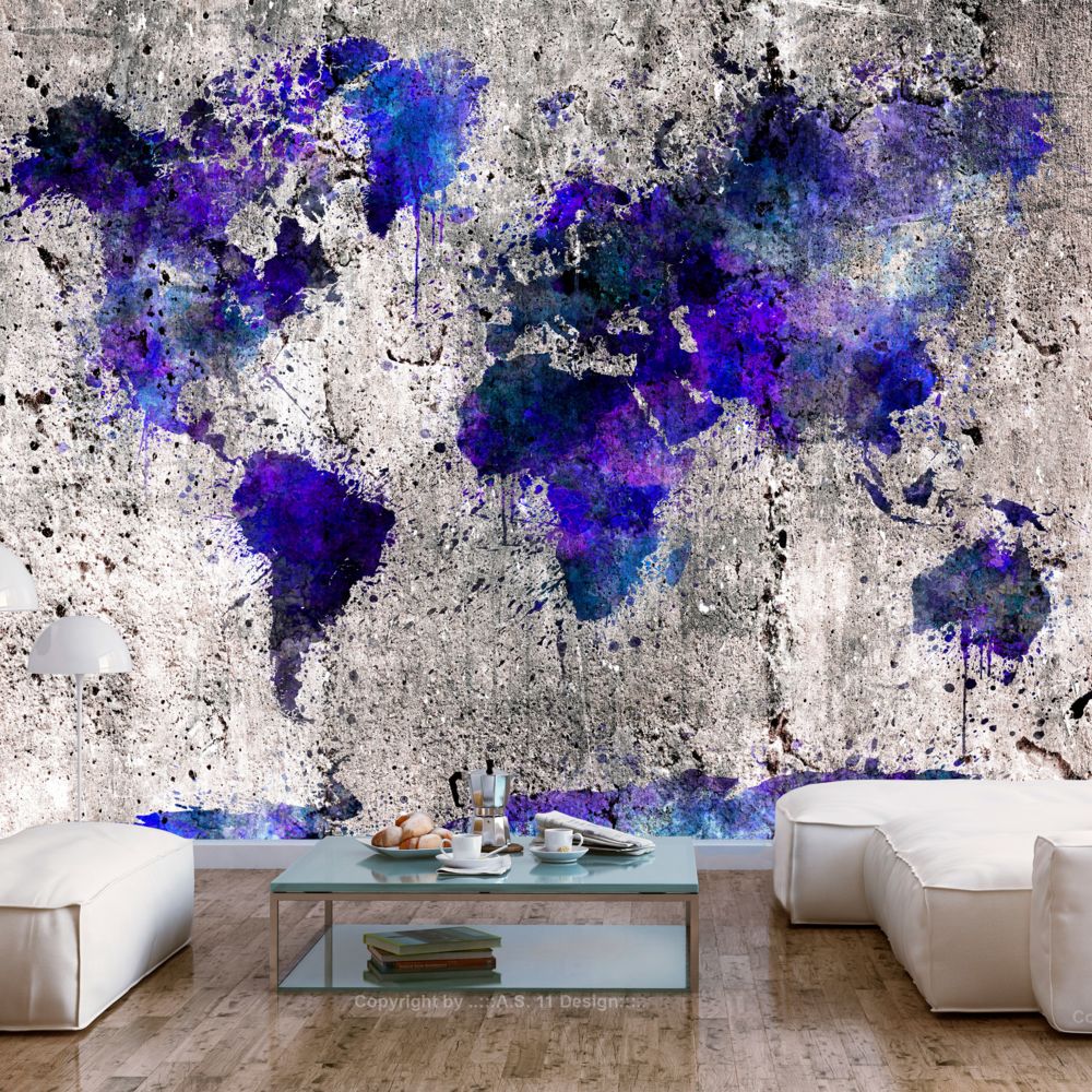 Bimago - Papier peint - World Map: Ink Blots - Décoration, image, art | Carte du monde | - Papier peint