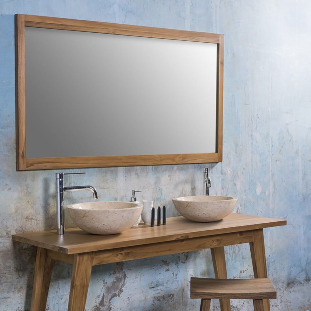 Bois Dessus Bois Dessous - Miroir rectangulaire en bois de teck 150 cm - Miroir de salle de bain