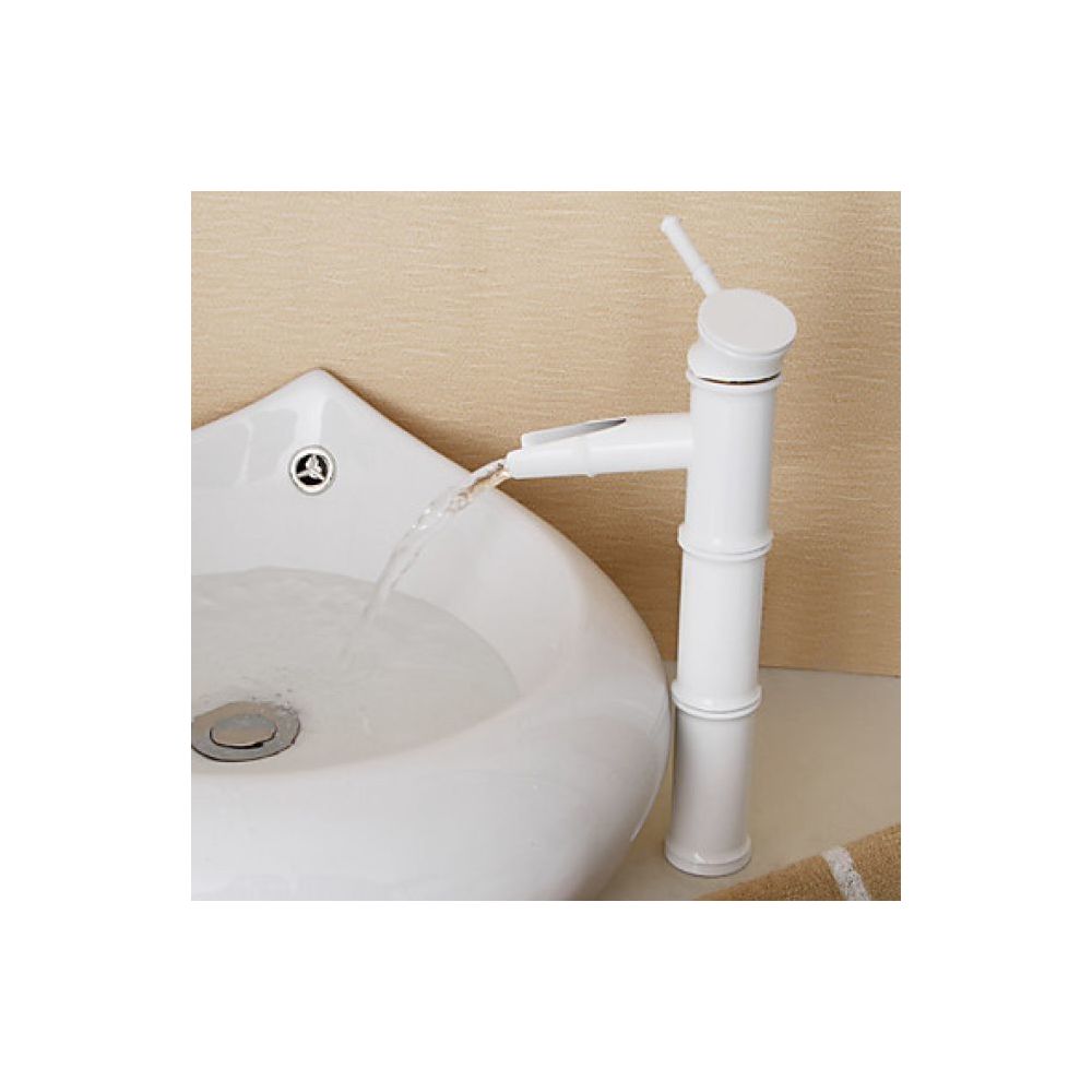 Lookshop - Robinet d'évier peint en blanc, robinet de style traditionnel à design contemporain en bambou - Robinet de lavabo