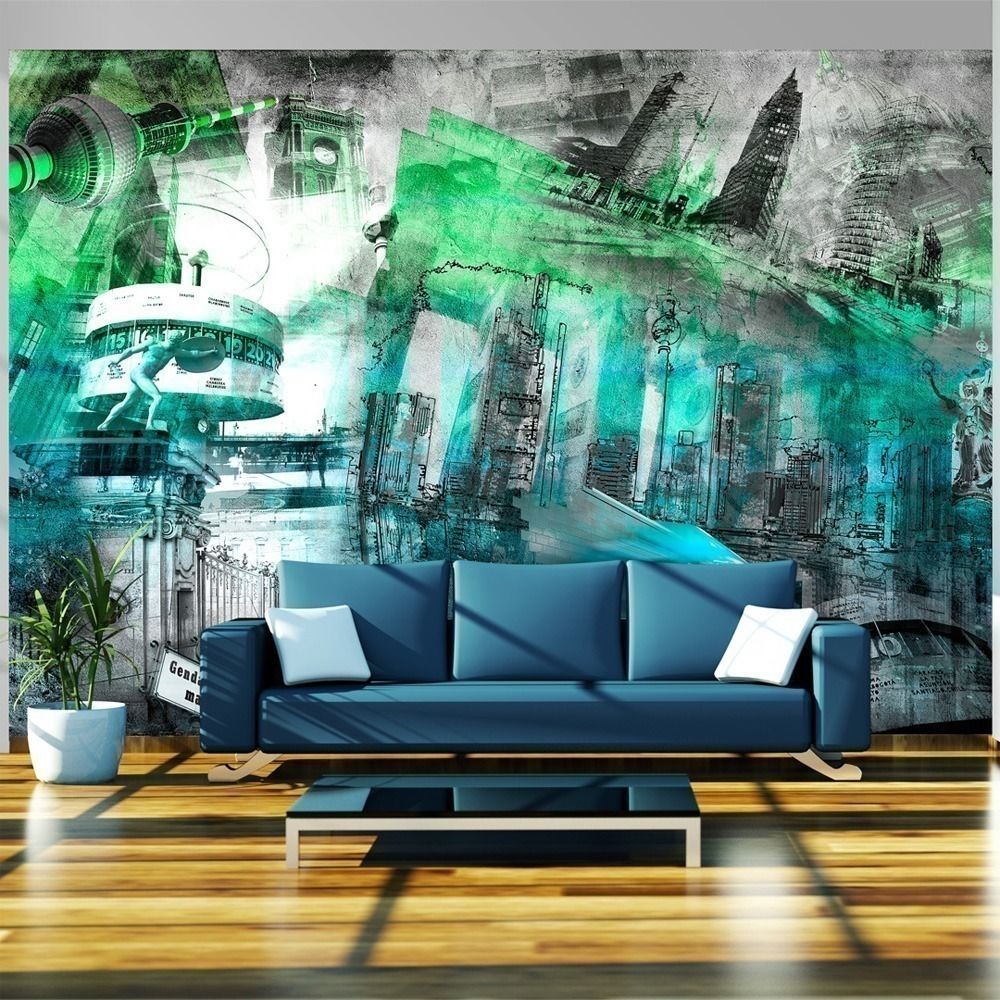 Artgeist - Papier peint - Berlin - collage (vert) 300x210 - Papier peint