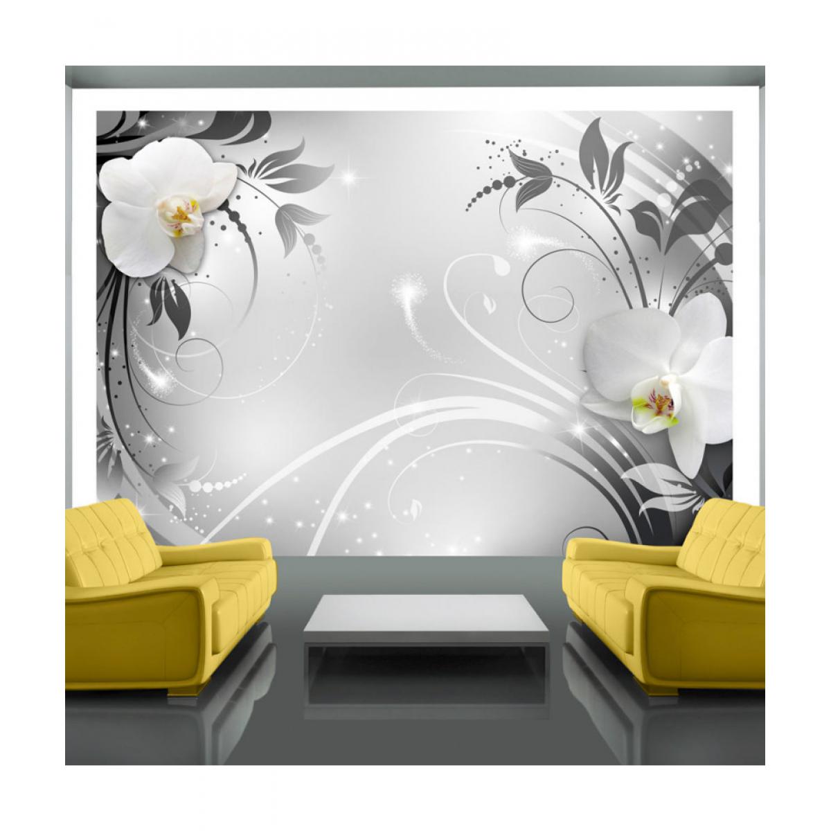Artgeist - Papier peint - Orchids on silver 350x245 - Papier peint