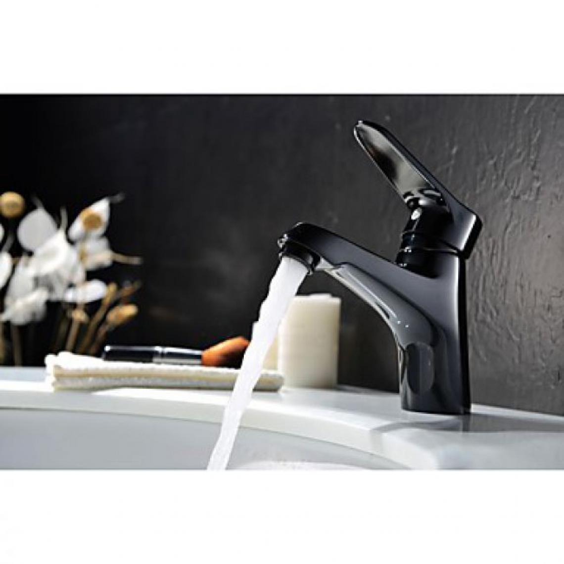 Lookshop - Robinet de lavabo noir style contemporain muni d'une poignée - Robinet de lavabo