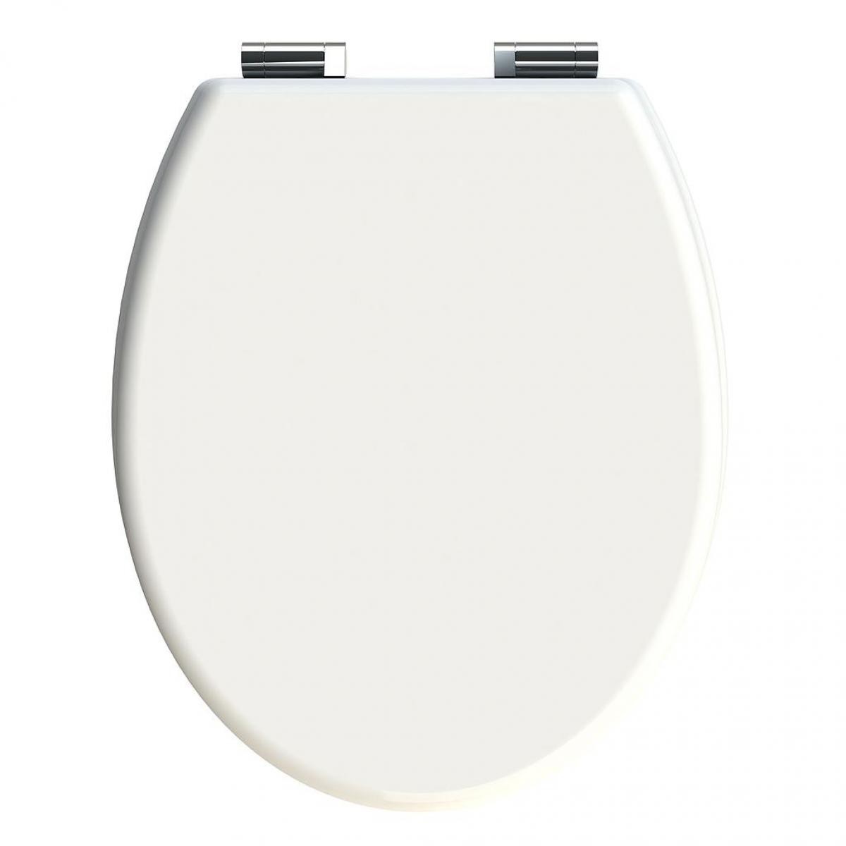 Allibert - Allibert - Abattant WC blanc brillant charnières métal chromé - CILENTO - Abattant WC