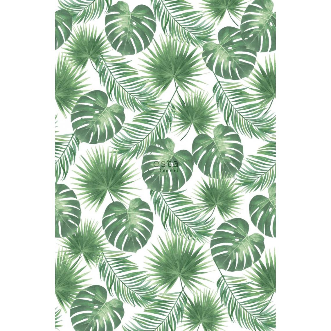 ESTAhome - ESTAhome papier peint panoramique feuilles tropicales vert - 158897 - 1.86 x 2.79 m - Papier peint