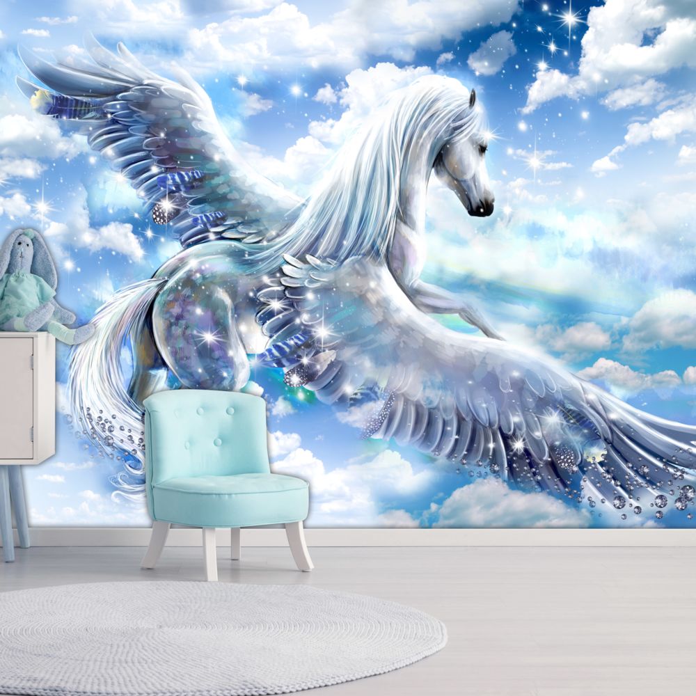 Bimago - Papier peint - Pegasus (Blue) - Décoration, image, art | Animaux | - Papier peint