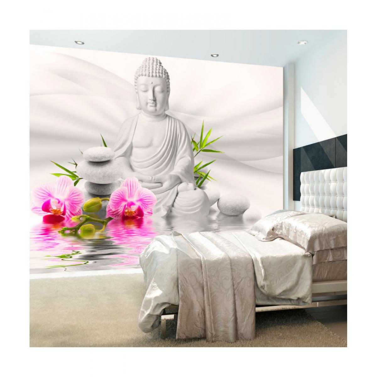 Artgeist - Papier peint - Bouddha et orchidées 200x140 - Papier peint