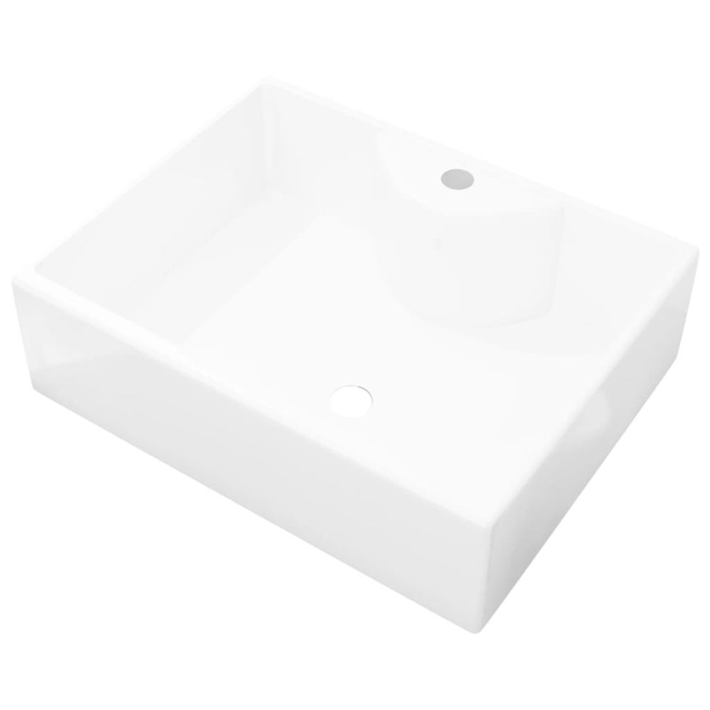 marque generique - Icaverne - Lavabos edition Vasque carré à trou pour robinet céramique blanc pour salle de bain - Lavabo