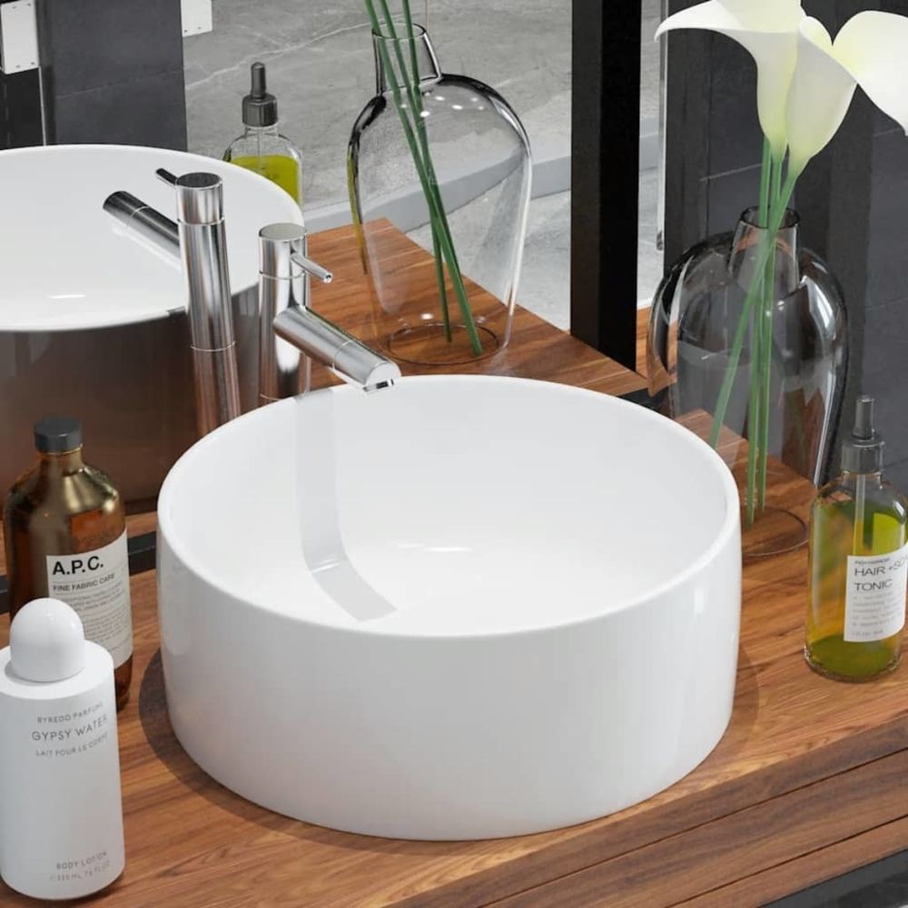 marque generique - Contemporain Éviers et lavabos categorie Panama Lavabo ronde Céramique Blanc 40 x 15 cm - Lavabo