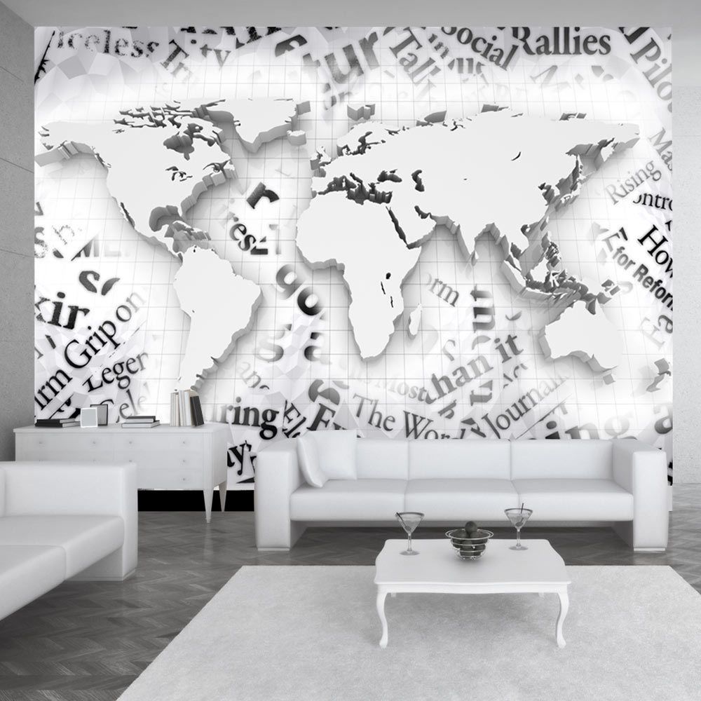 Bimago - Papier peint - The world of newspapers - Décoration, image, art | Carte du monde | - Papier peint