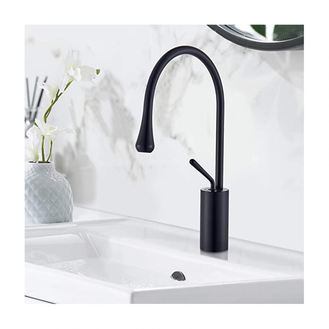 Bagnoclic - Mitigeur Joystick pour salle de bain ou cuisine, noir mat - Robinet de lavabo