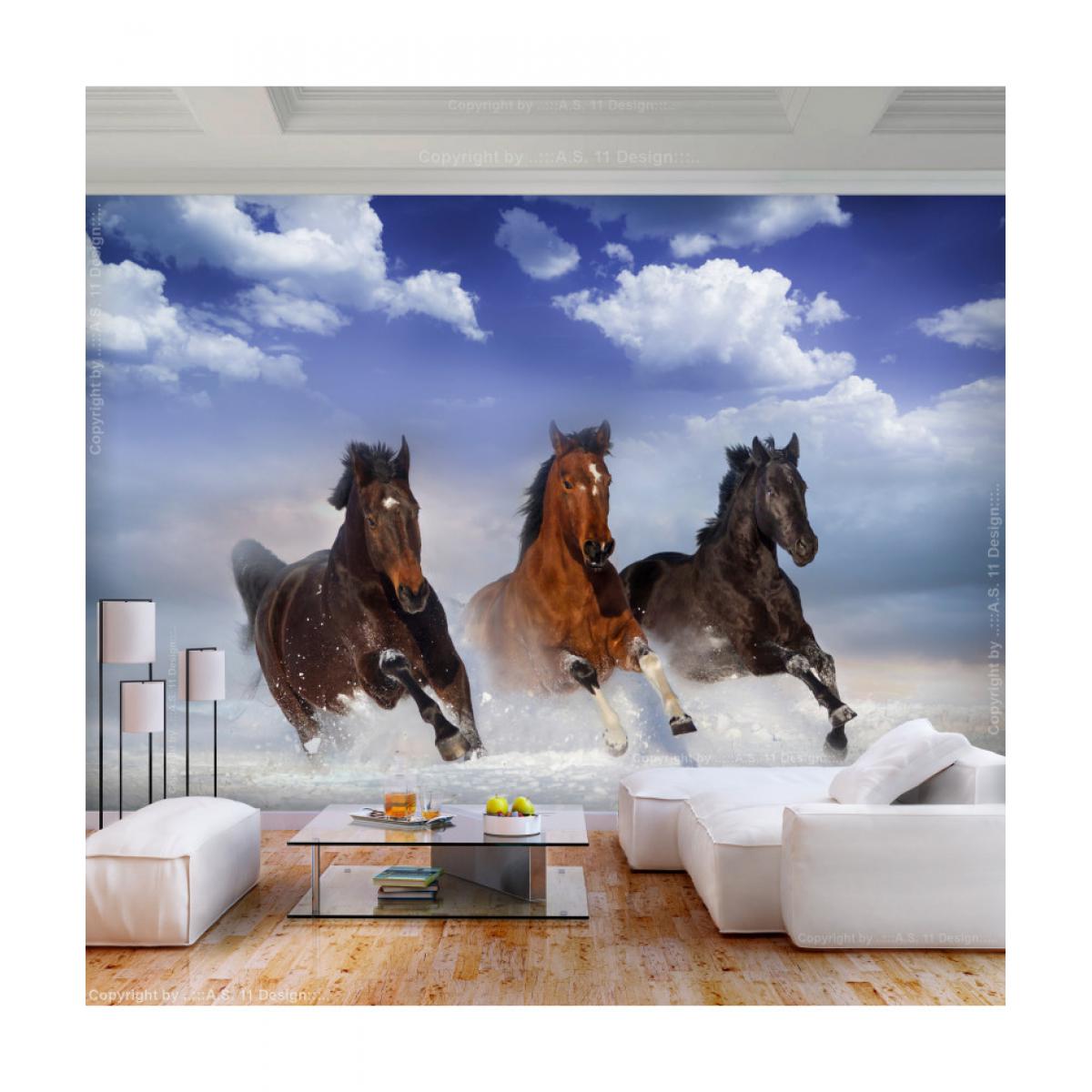 Artgeist - Papier peint - Horses in the Snow 150x105 - Papier peint