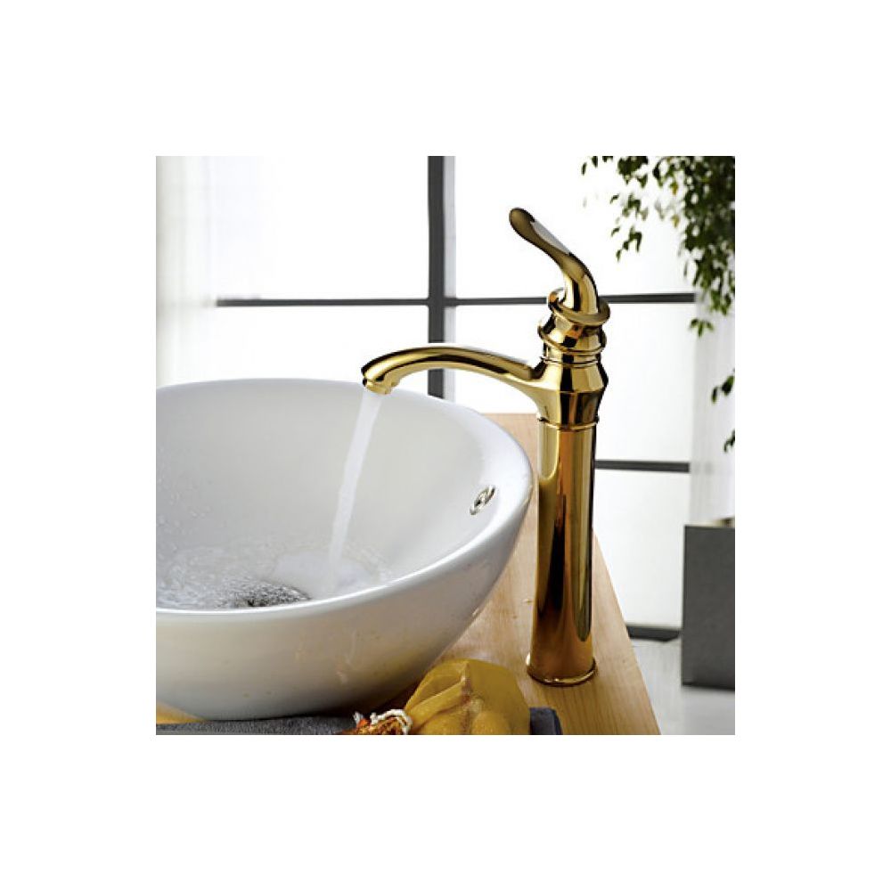 Lookshop - Robinet salle de bain dorée au ligne fine et élégante, design contemporain - Robinet de lavabo