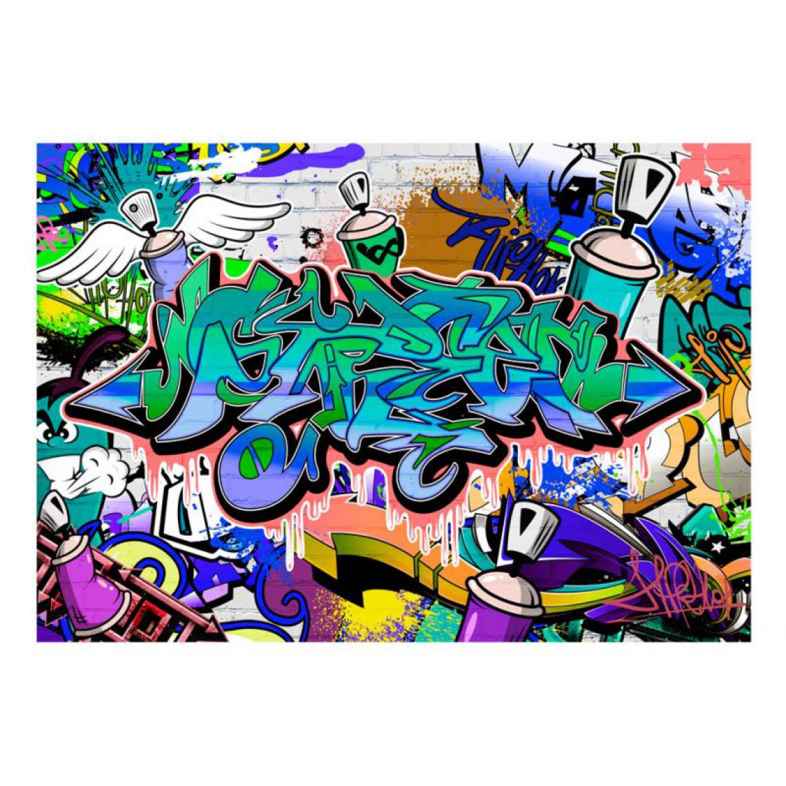 Artgeist - Papier peint - Graffiti: motif bleu .Taille : 150x105 - Papier peint