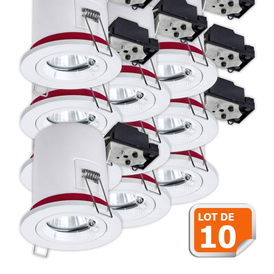 Lampesecoenergie - Lot de 10 Spot BBC Orientable diametre 100mm avec douille GU10 automatique ref. 802 - Moulures et goulottes