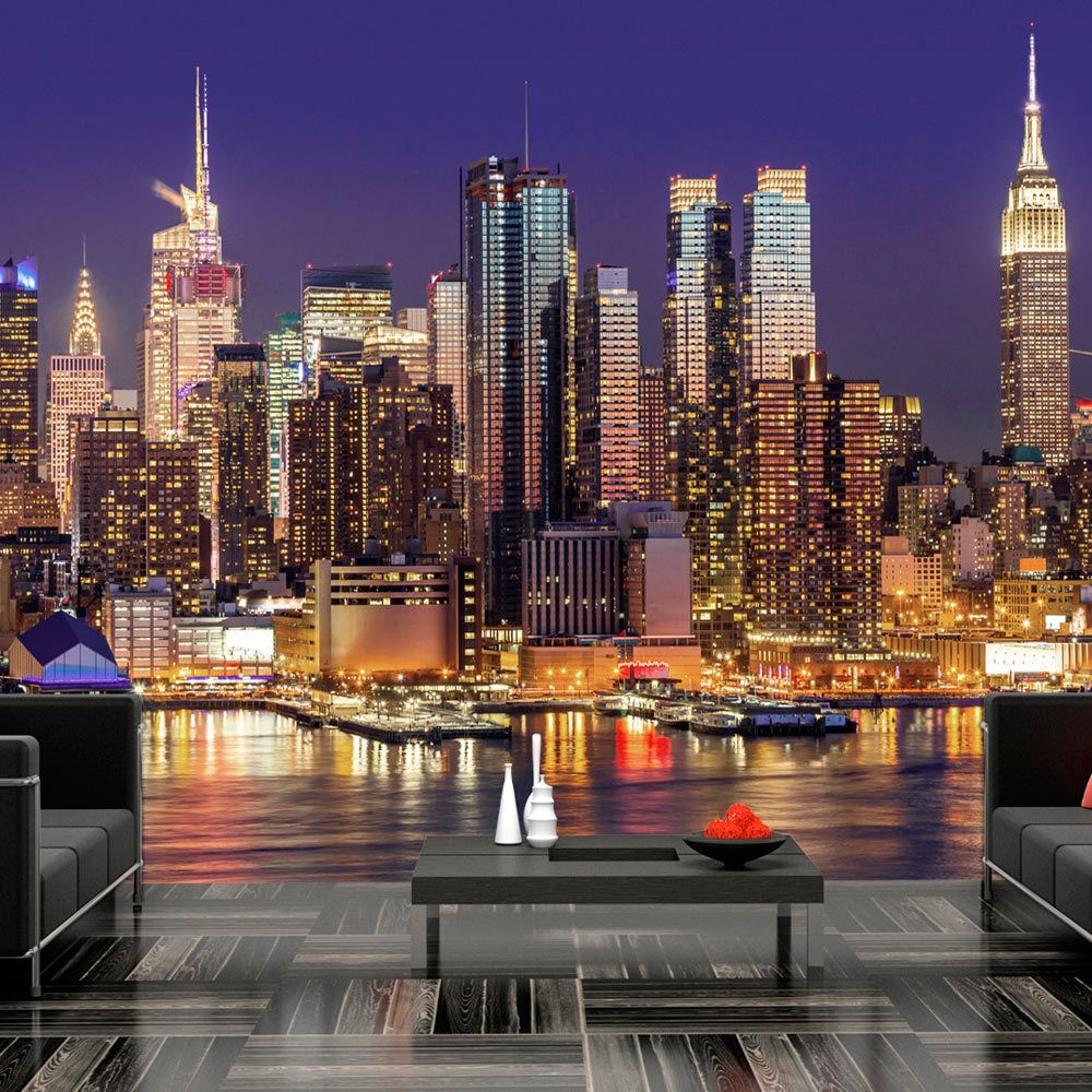 marque generique - 100x70 Papier peint New York Ville et Architecture Joli NYC: Night City - Papier peint