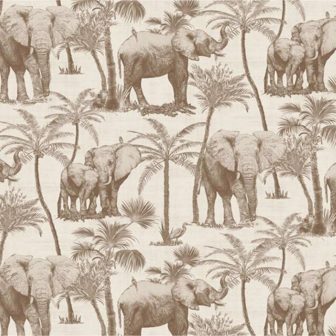 Dutch Wallcoverings - DUTCH WALLCOVERINGS Papier peint Verger avec éléphants Beige - Papier peint