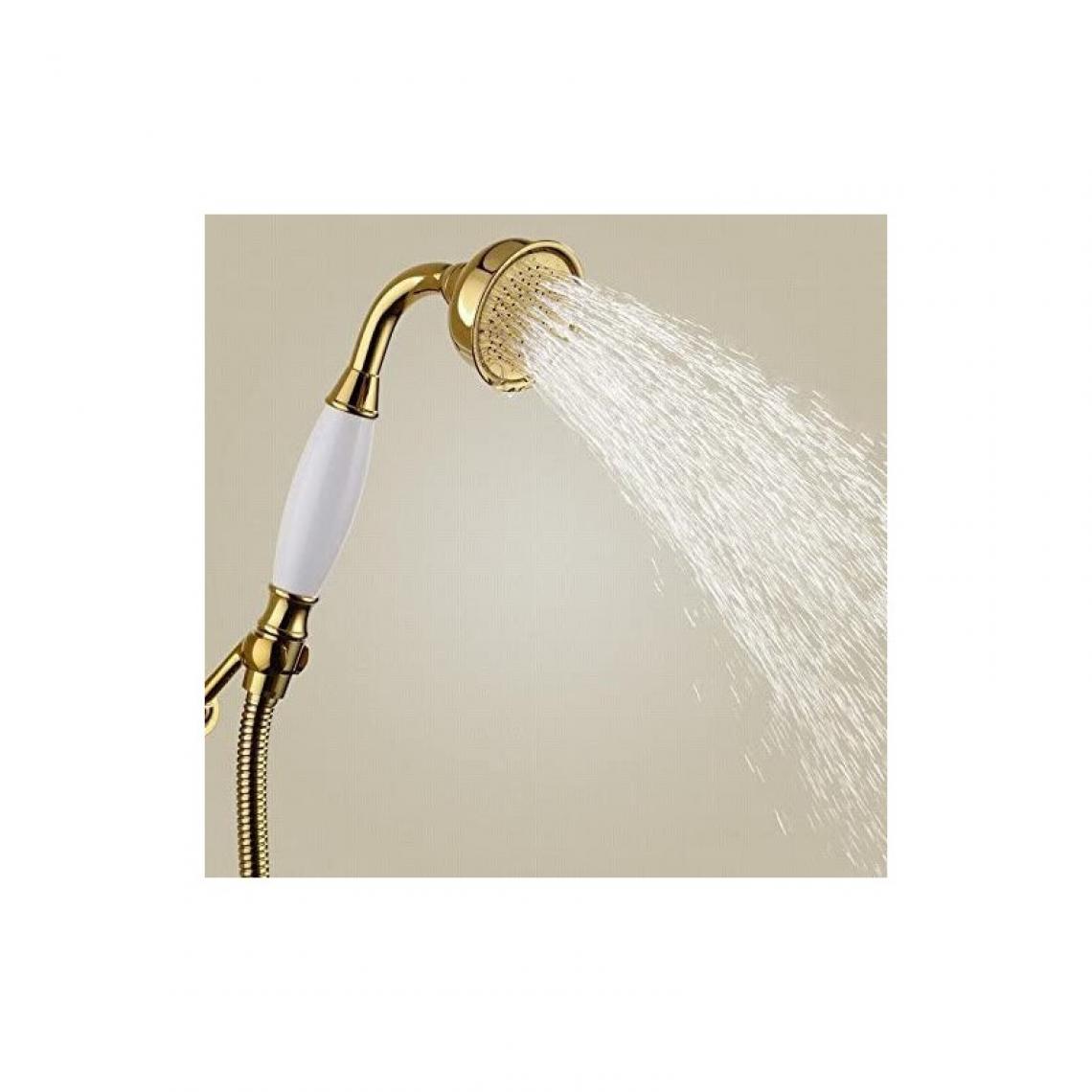 Bagnoclic - Ensemble de douche doré avec douchette à main et tuyau flexible - Robinet de baignoire