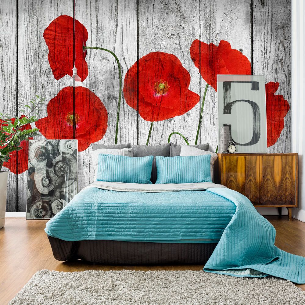 Bimago - Papier peint - Tale of Red Poppies - Décoration, image, art | Fleurs | Coquelicots | - Papier peint