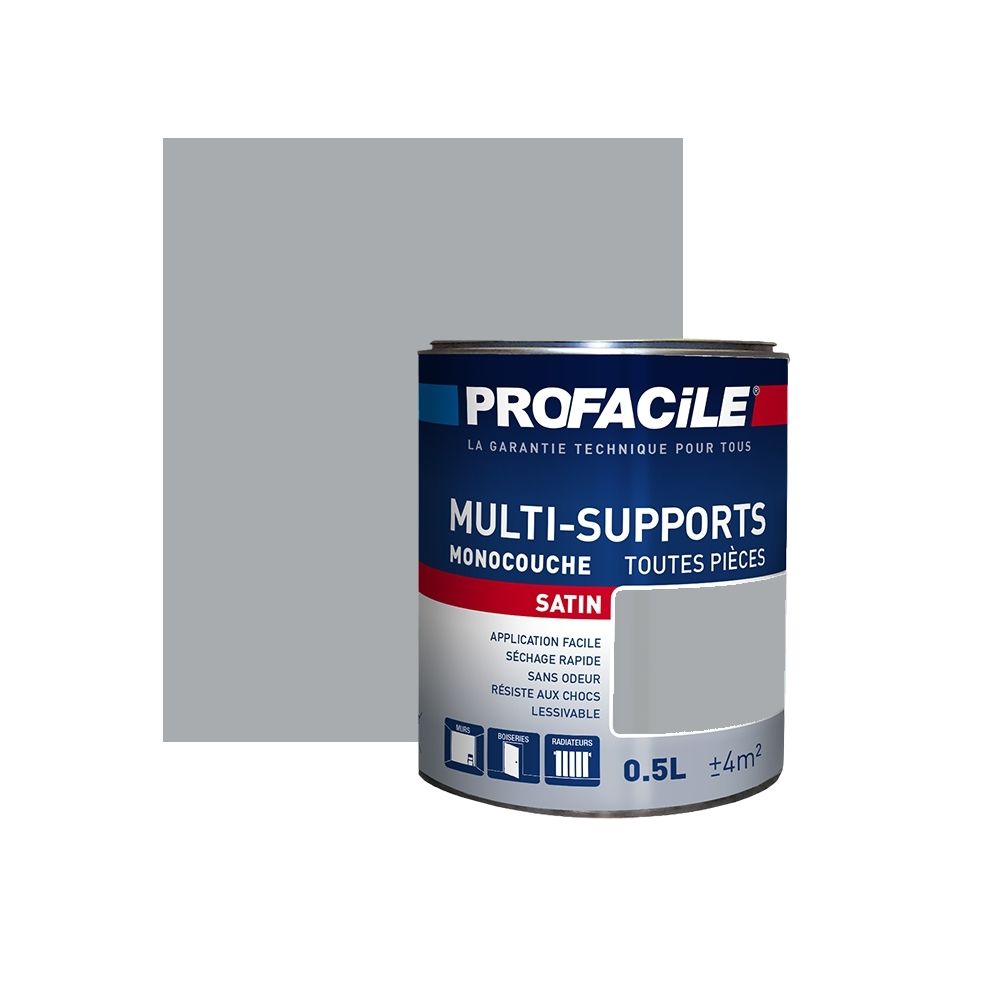 Profacile - Peinture intérieure multi-supports, PROFACILE-0.5 litre-Gris City - Peinture & enduit rénovation