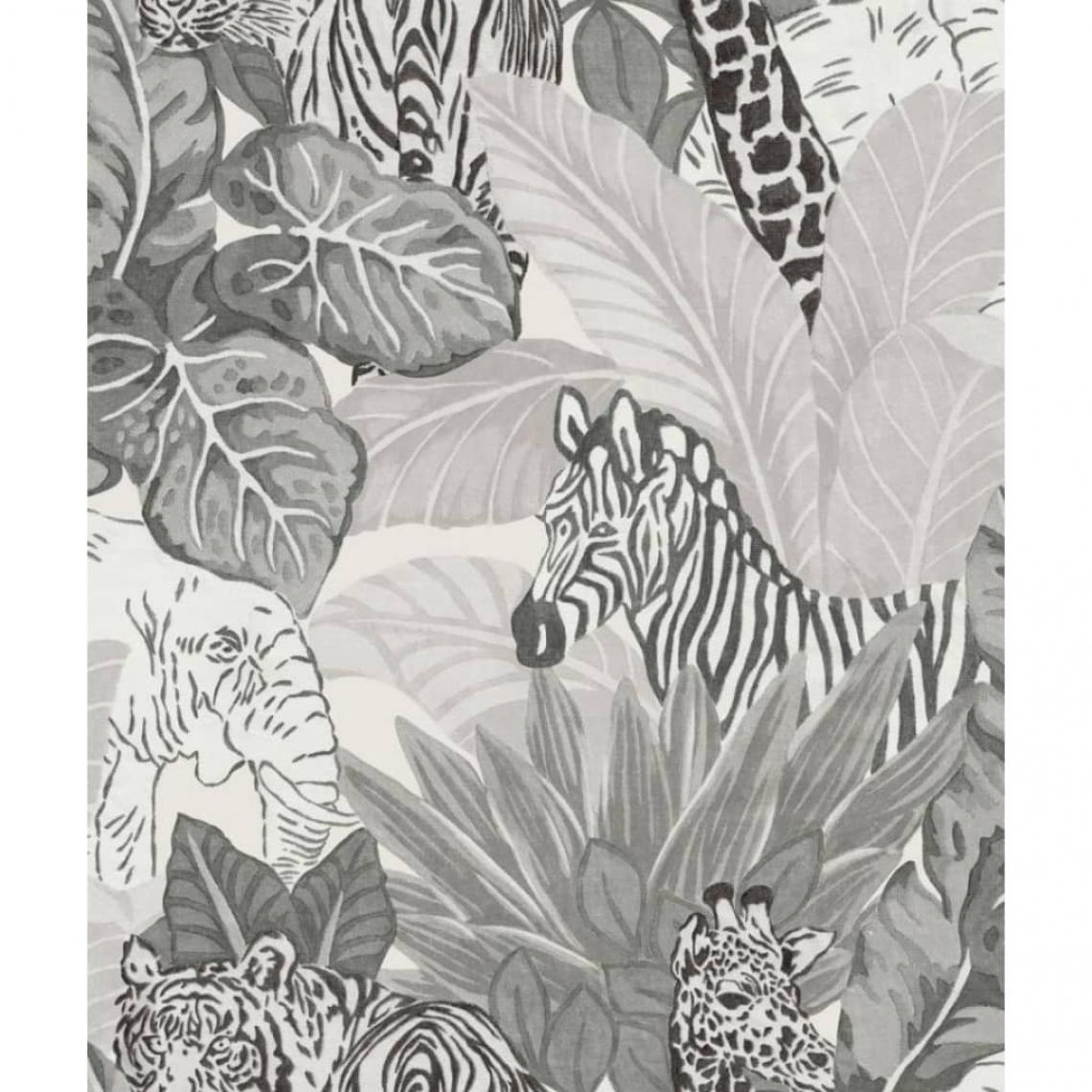 GOOD VIBES - Good Vibes Papier peint Jungle Animals Gris et noir - Papier peint