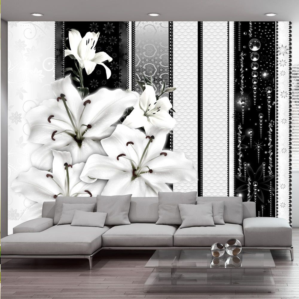 Bimago - Papier peint - Crying lilies in white - Décoration, image, art | Fleurs | - Papier peint