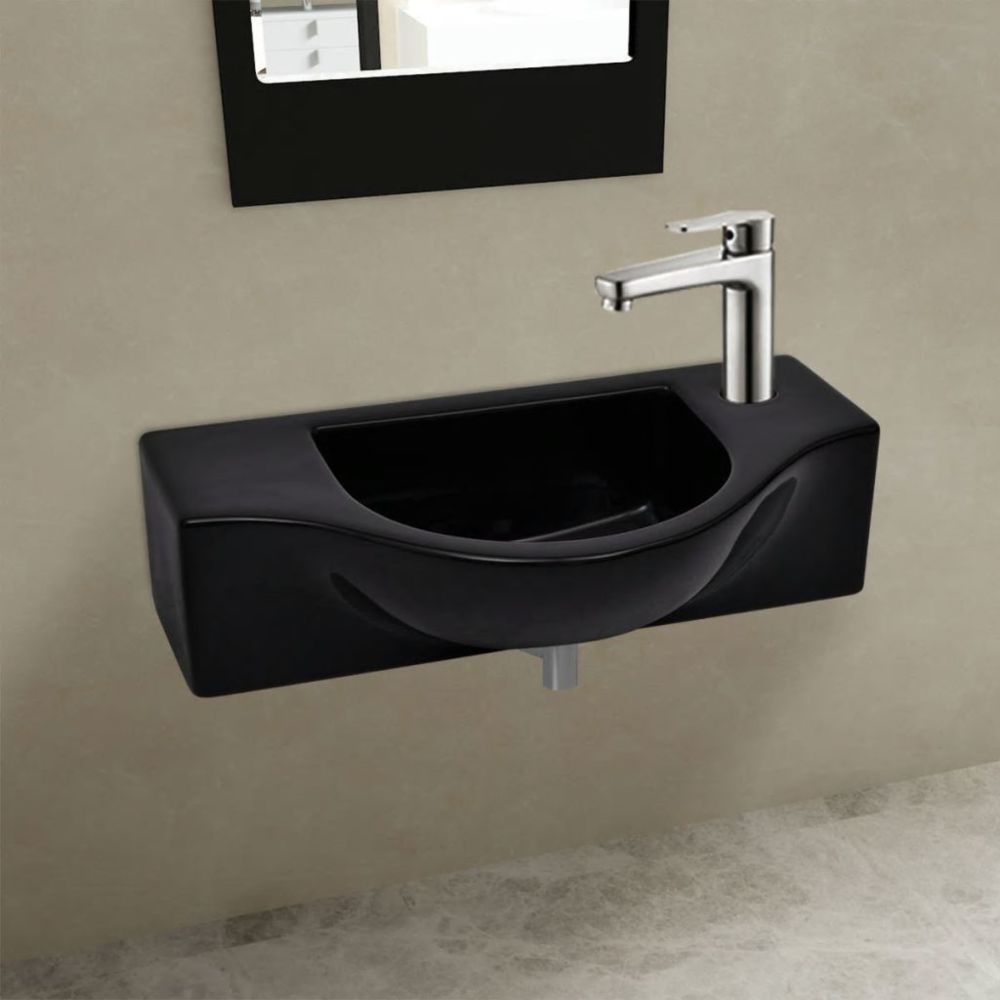 marque generique - Admirable Éviers et lavabos gamme Budapest Vasque à trou pour robinet céramique Noir pour salle de bain - Lavabo