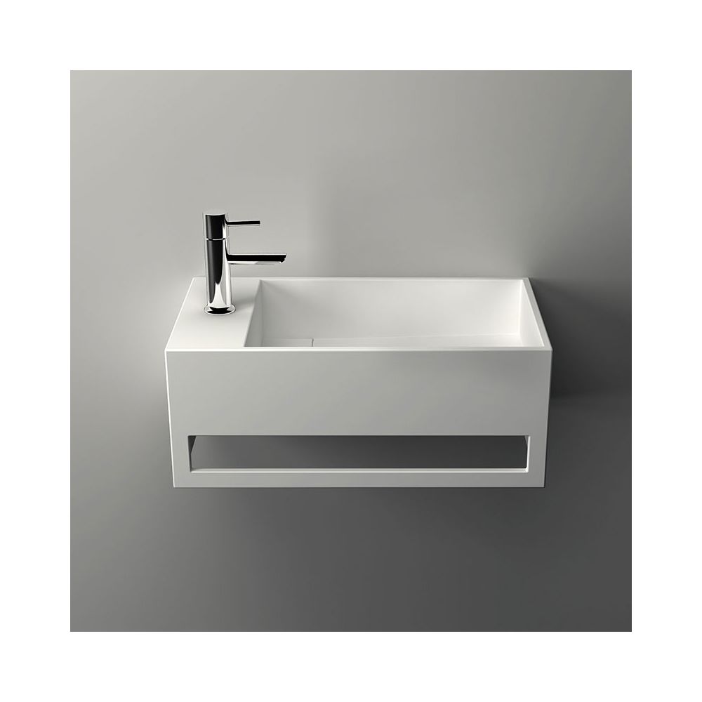 Ambra - Lave-mains suspendu, vasque rectangulaire en Solid surface - Mona G - Vasque