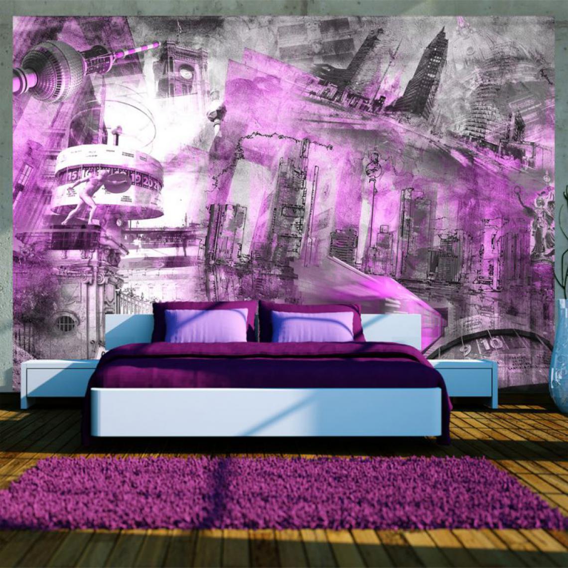 Artgeist - Papier peint - Berlin - collage (violet) .Taille : 150x105 - Papier peint