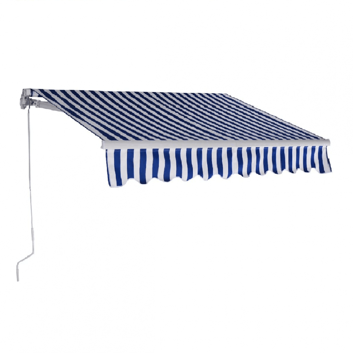Helloshop26 - Store banne rétractable 3 x 2 5m avec tissu résistant aux UV et à l'eau cadre en aluminium pour terrasse balcon bleu blanc 20_0001111 - Store banne