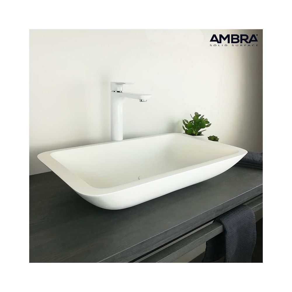Ambra - Vasque à poser 60 cm rectangulaire en Solid surface - KAZAO - Vasque