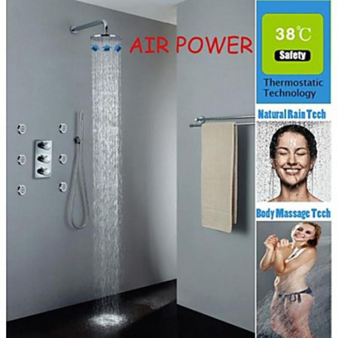 Lookshop - Robinet de douche thermostatique avec douchette de pluie 10 et 6 jets d'eau pulvérisant - Robinet de baignoire