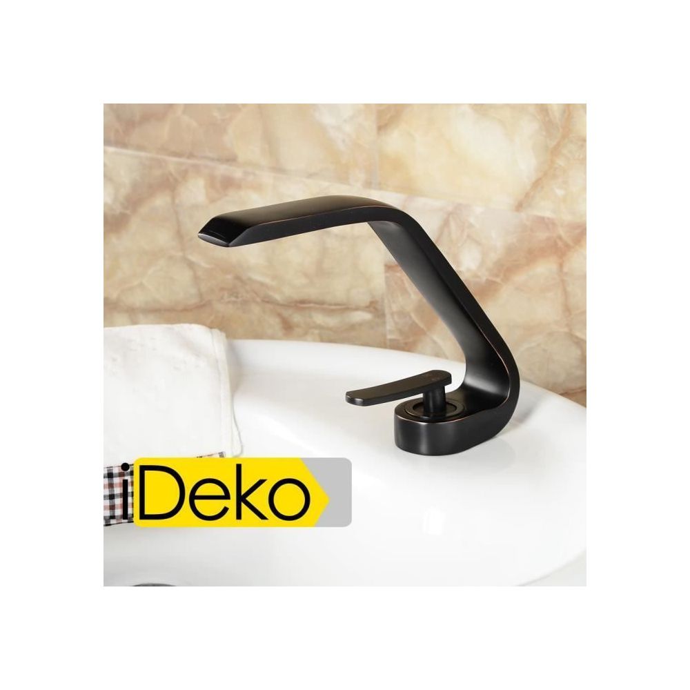 Ideko - iDeko®Robinet Mitigeur lavabo salle de bain en laiton Peintre Noir & Flexible - Lavabo