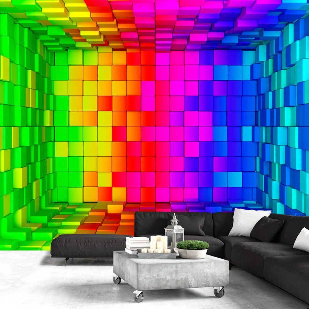 marque generique - 300x210 Papier peint 3D 3D et Perspective Joli Rainbow Cube - Papier peint