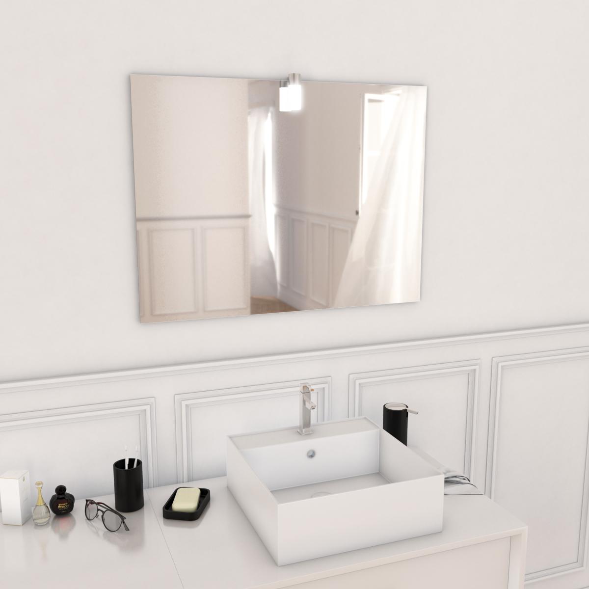 Aurlane - Miroir salle de bain LED auto-éclairant DOT 80x60cm - Miroir de salle de bain