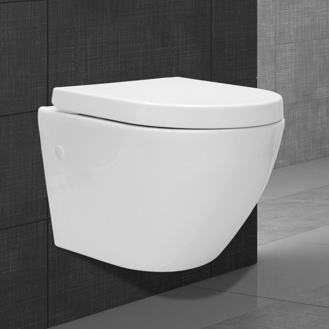 Ecd Germany - WC toilette suspendu avec cuvette siège de toilette mural blanc + kit de montage - Broyeur WC