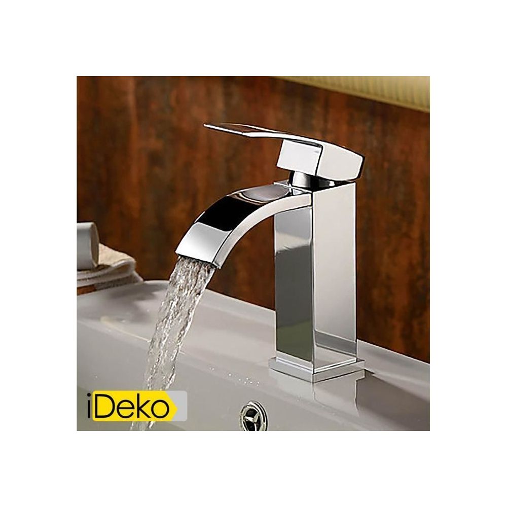 Ideko - iDeko® Robinet Mitigeur lavabo contemporaine robinet cascade salle de bains - fini chrome - Lavabo
