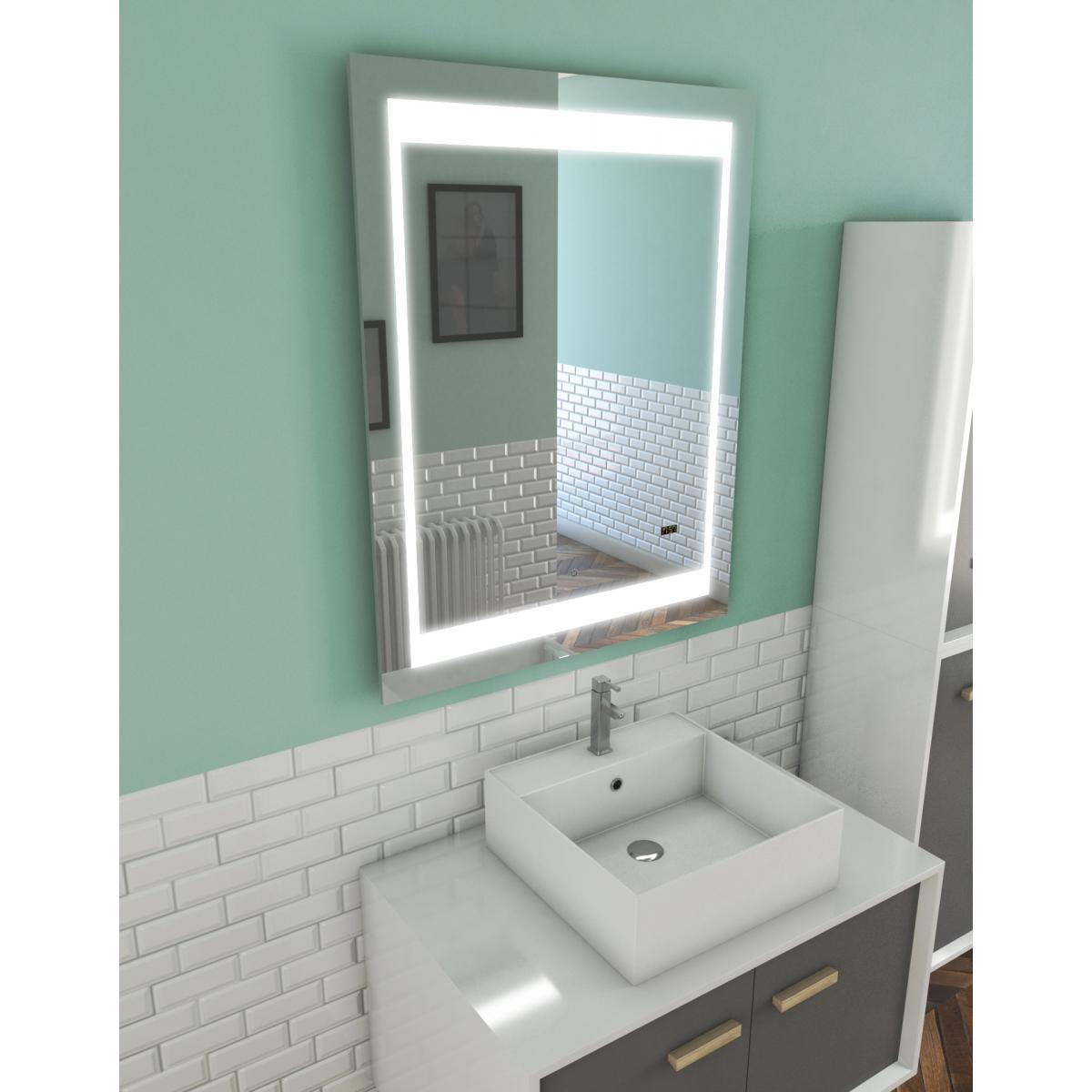 Aurlane - Miroir salle de bain LED auto-éclairant CHRONOS 70x90cm - Miroir de salle de bain