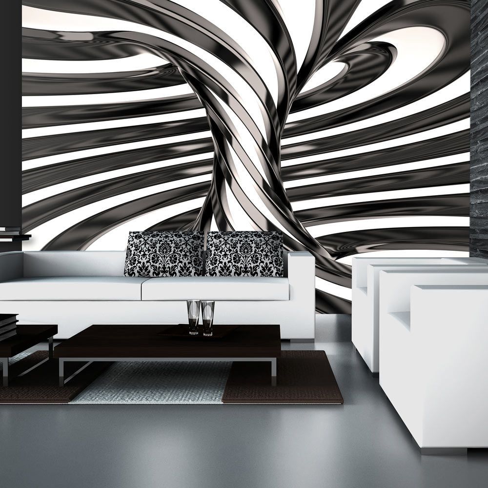 marque generique - 200x140 Papier peint 3D 3D et Perspective Chic Black and white swirl - Papier peint