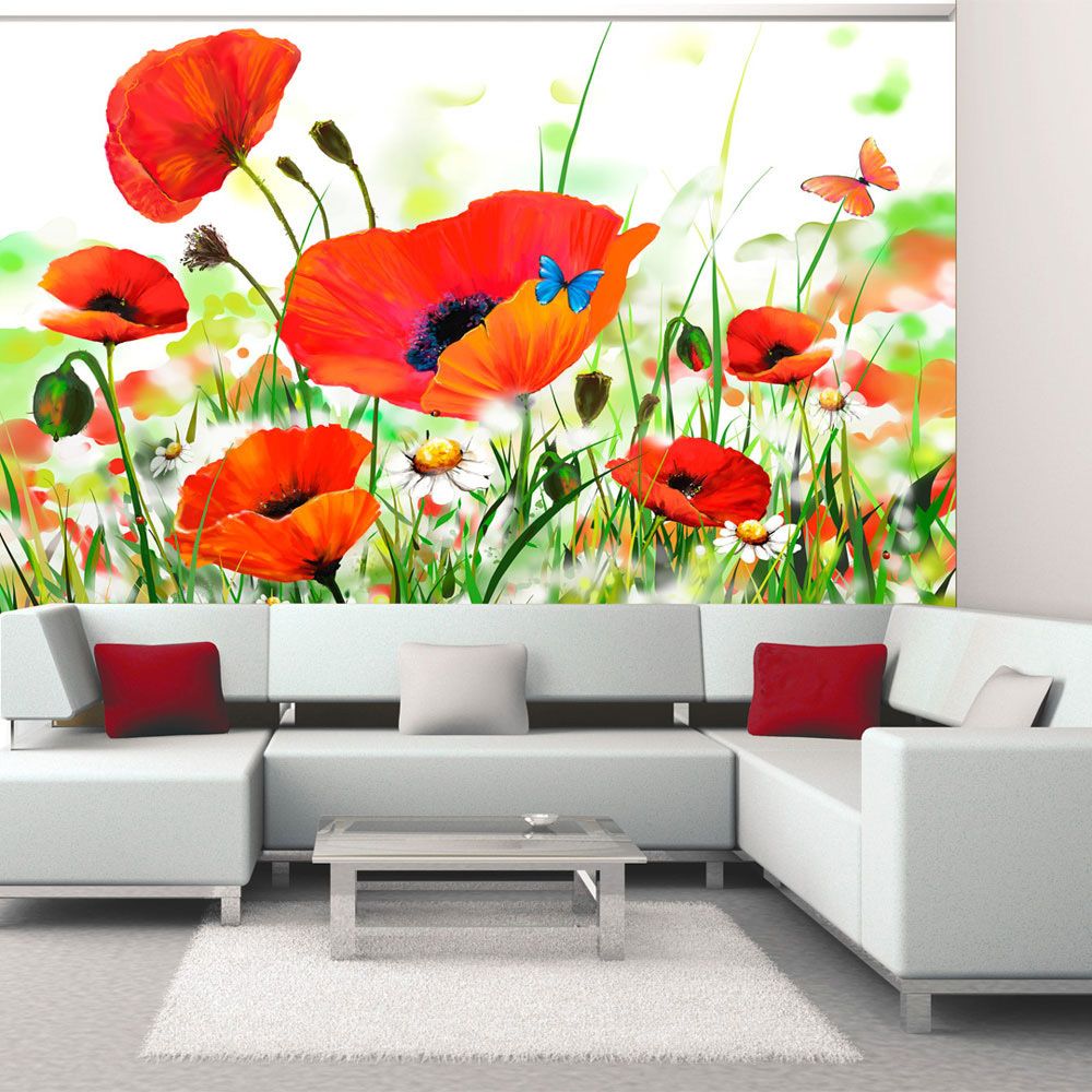 Bimago - Papier peint - Country poppies - Décoration, image, art | Fleurs | Coquelicots | - Papier peint