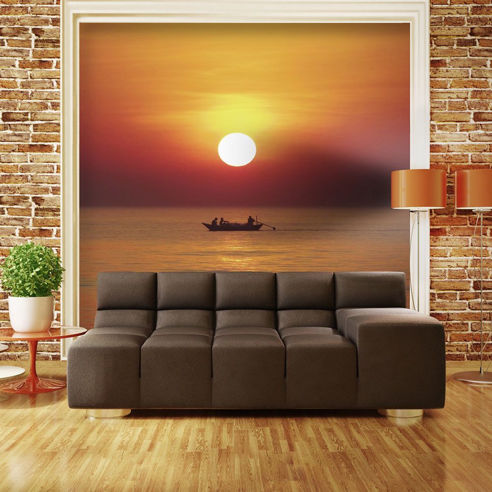 Artgeist - Papier peint - Bateau de pêche au coucher de soleil 350x270 - Papier peint