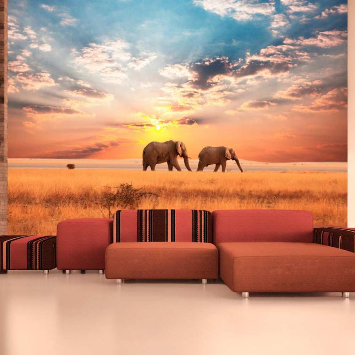 Artgeist - Papier peint - Éléphants de savane d'Afrique .Taille : 250x193 - Papier peint