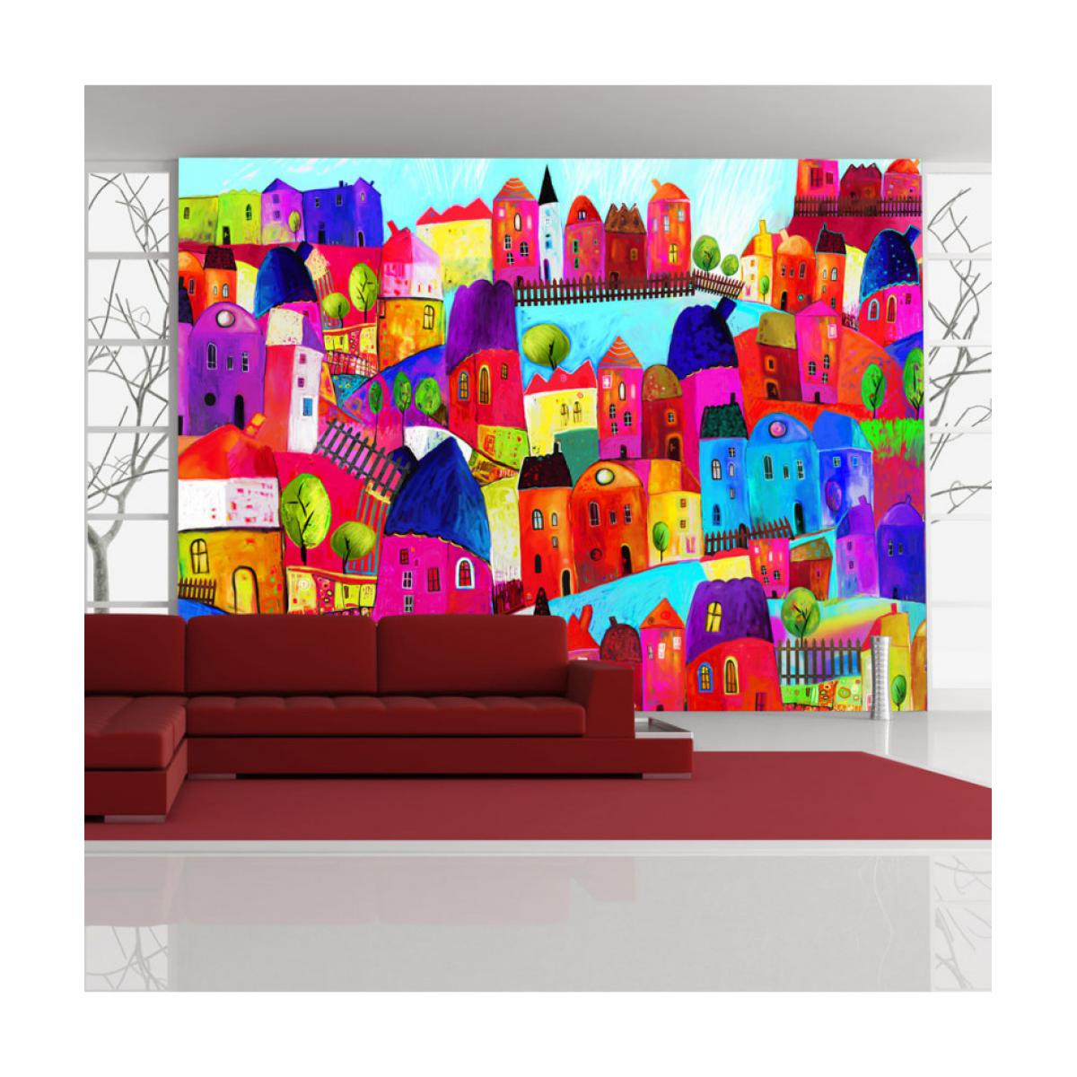 Artgeist - Papier peint - Rainbow-hued town 200x154 - Papier peint