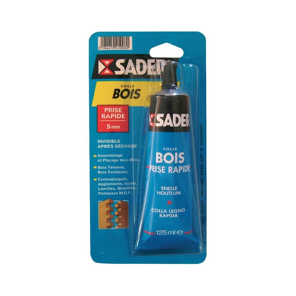 Sader - SADER - Colle à bois prise rapide - tube 125 ml - Mastic, silicone, joint