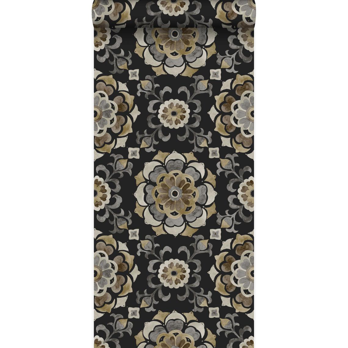 Origin - Origin papier peint fleurs suzani noir - 347426 - 53 cm x 10,05 m - Papier peint