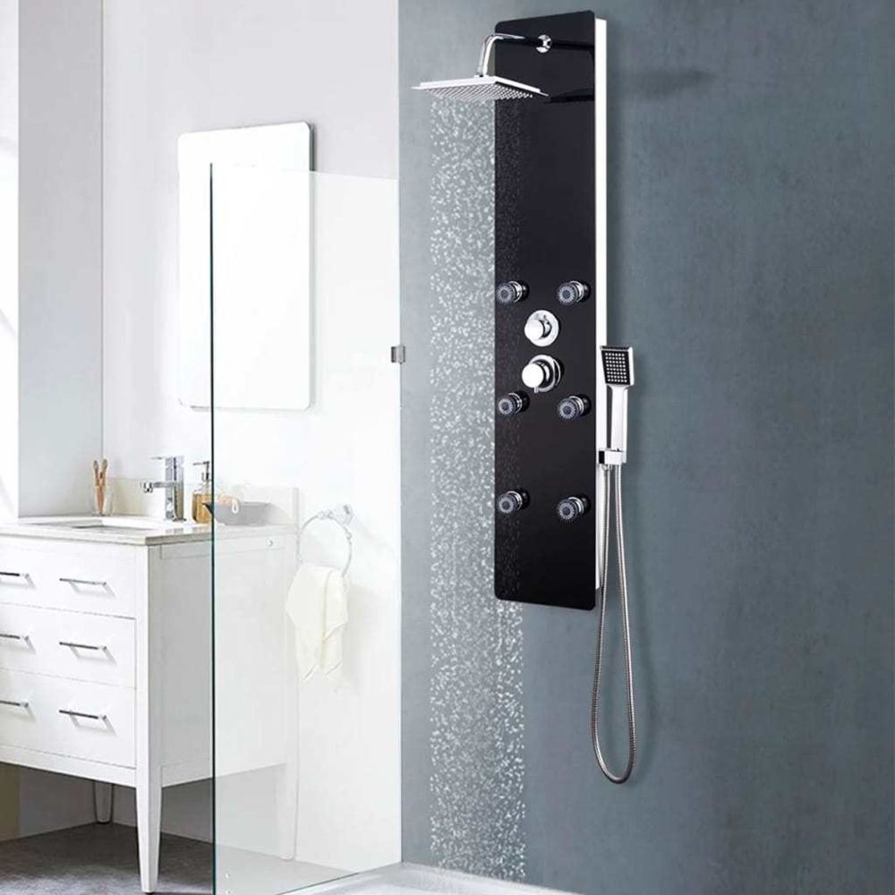 Vidaxl - Panneau de douche Verre 25 x 44,6 x 130 cm Noir - Pièces de douches - Jets pour baignoires et douches | - Cabine de douche