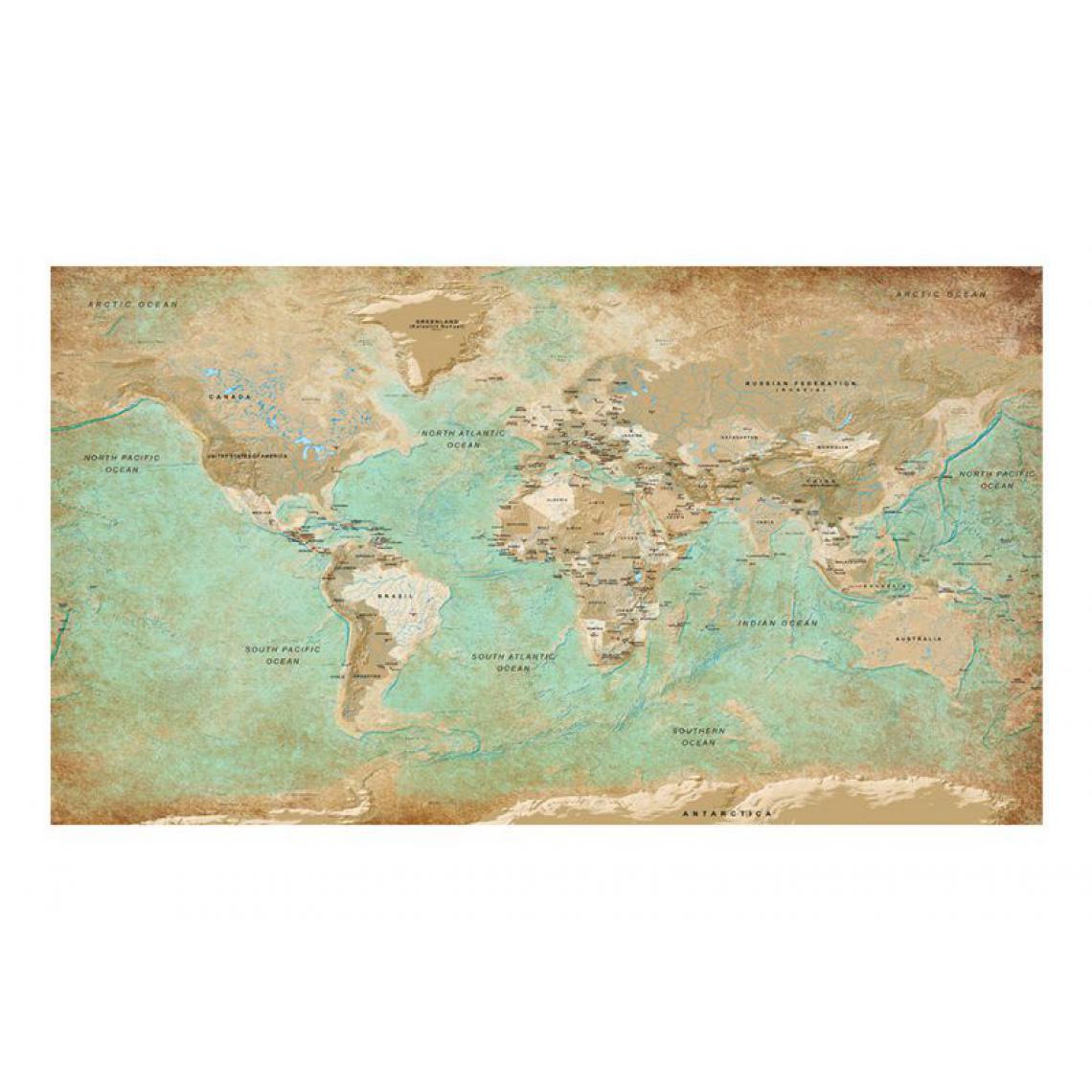 Artgeist - Papier peint XXL - Turquoise World Map II .Taille : 500x280 - Papier peint