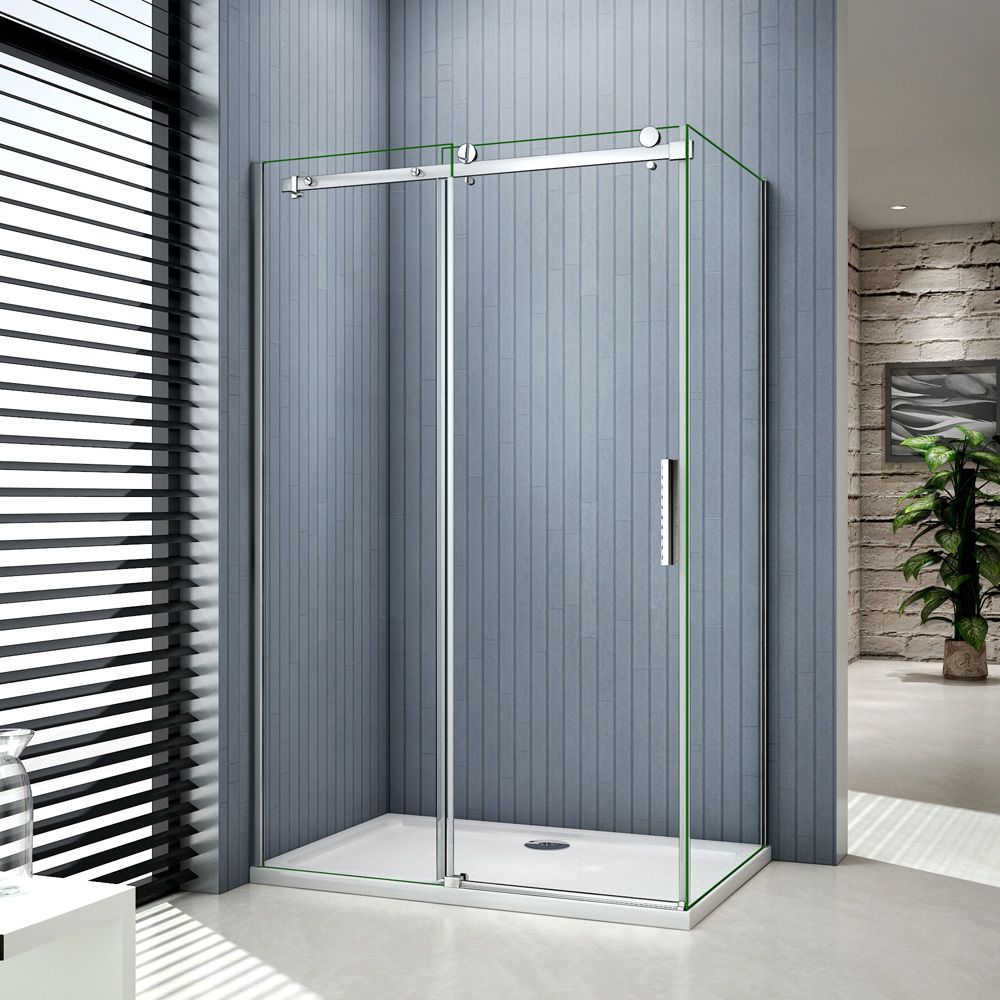 marque generique - Cabine de douche 120x80x195cm porte de douche coulissante en verre anticalcaire avec une paroi de douche de 80cm - Cabine de douche