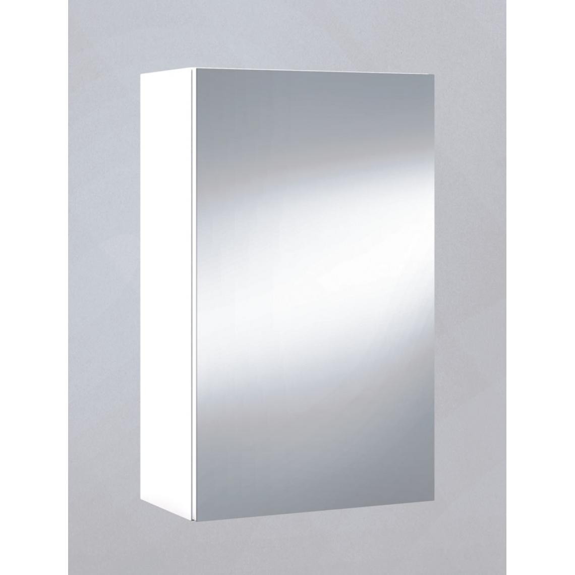 Pegane - Miroir de salle de bain avec rangements 1 porte en blanc brillant, 65 x 40 x 21 cm - Miroir de salle de bain
