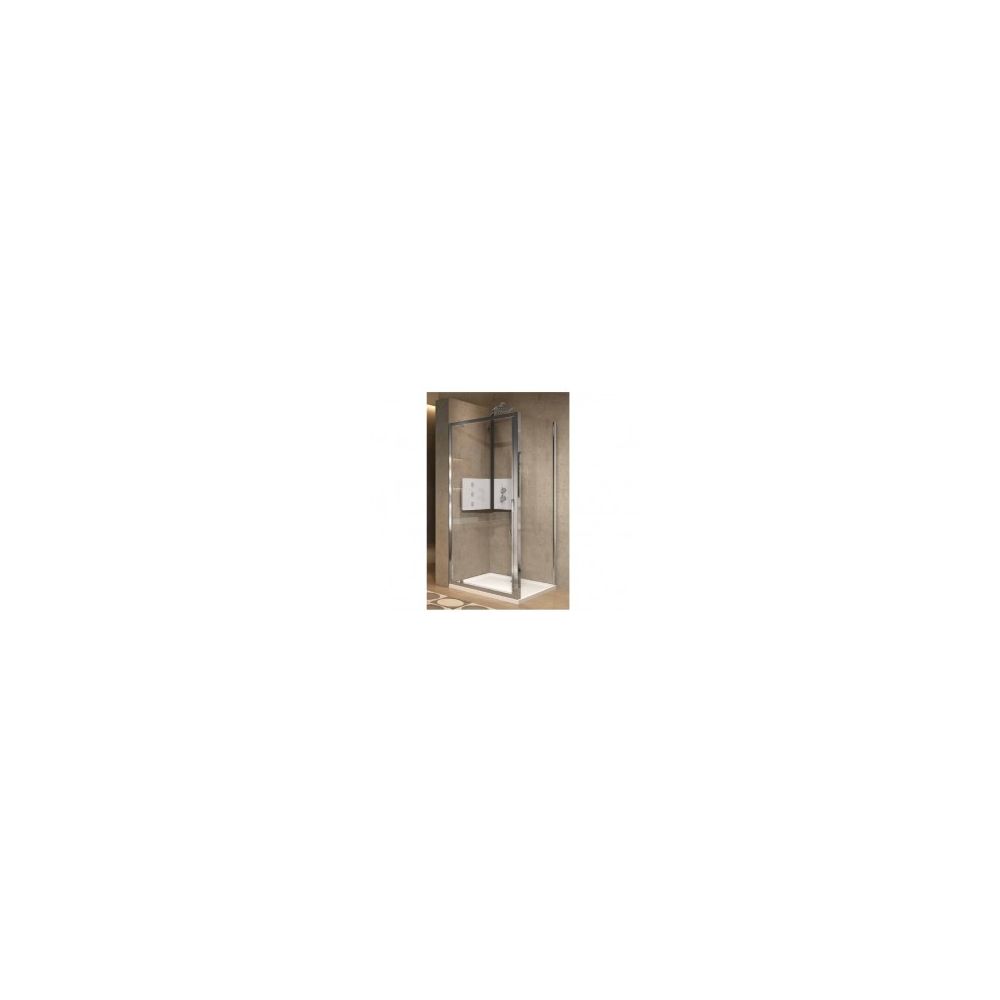 Novellini - Novellini - Porte pivotante 84-90 x H.195 cm vitrage transparent profilé blanc - LUNES 2.0 G - Receveur de douche